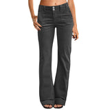 Women's Casual Micro Flared Mid-Waisted Slim Fit Pants