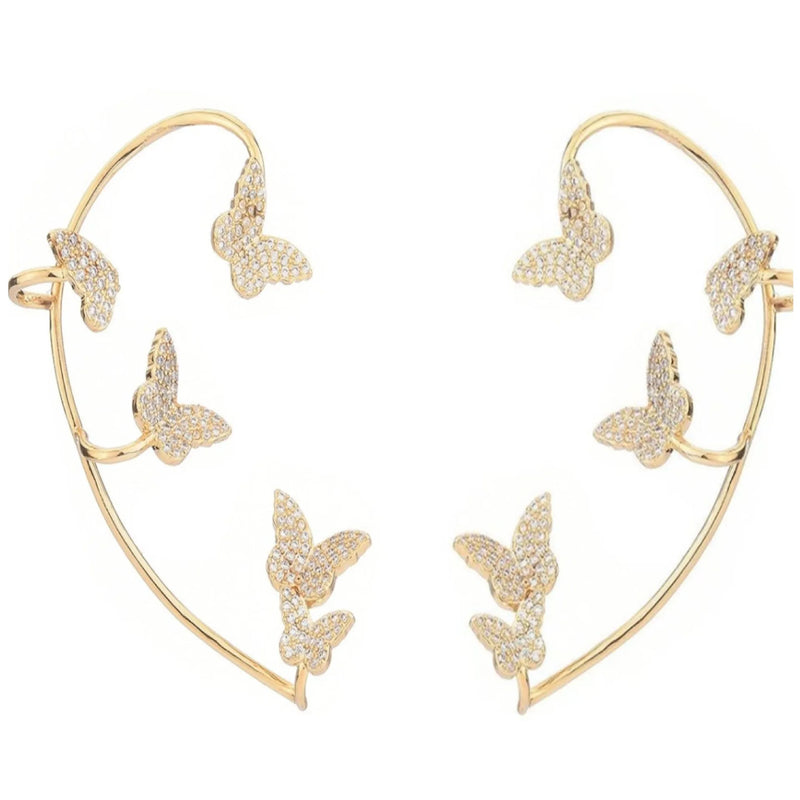 Butterfly Ear Clips Without Piercing - Sparkling Zircon Ear Cuff Clip