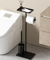 Free Standing Toilet Tissue Holder with Cleaning Brush and Top Shelf Storage