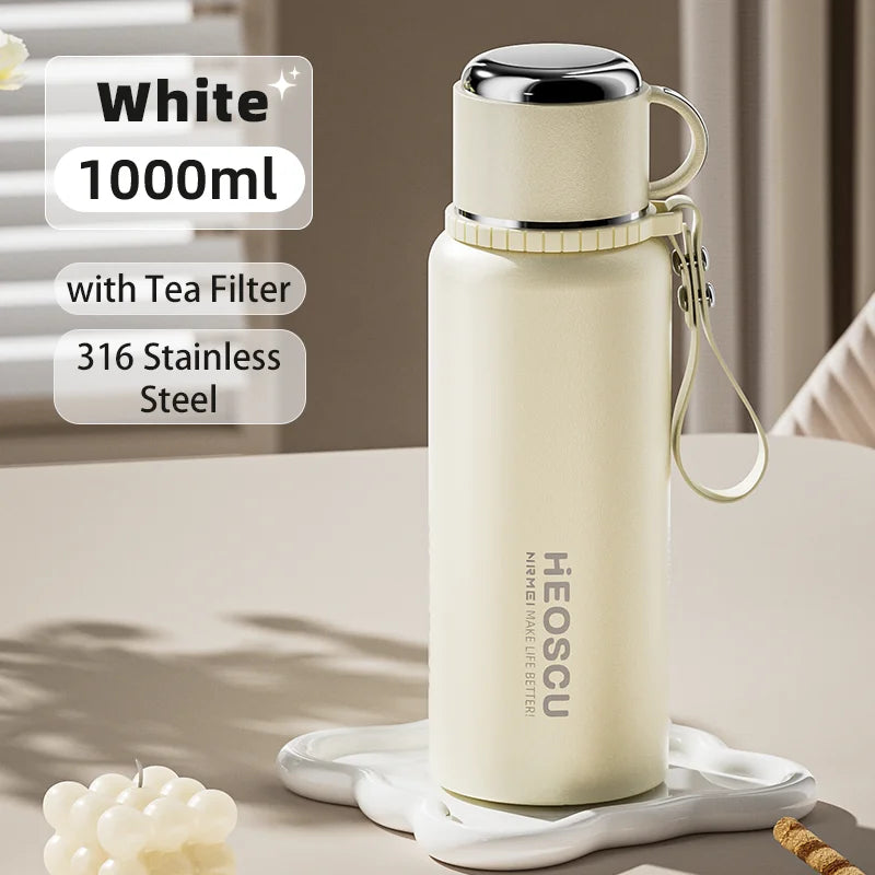 Stainless Steel Thermal Bottle with Tea Filter - Temperature Display