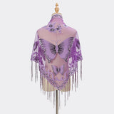 Butterfly Lace Scarf Triangle Tassel Shawl