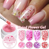 LILYCUTE 8ml Pink Dried Flower Gel Nail Polish – Natural Flower Fairy Nail Art Gel, Soak Off – UV/LED Varnish for Nails DIY