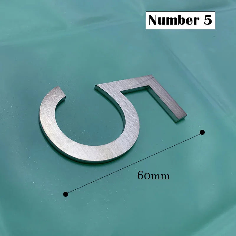 60mm Stainless Steel Self-Adhesive House Number Stickers