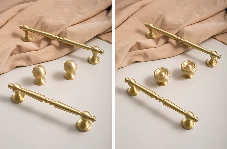 Vertical Solid Brass Gold Drawer Knobs T-Bar Handle