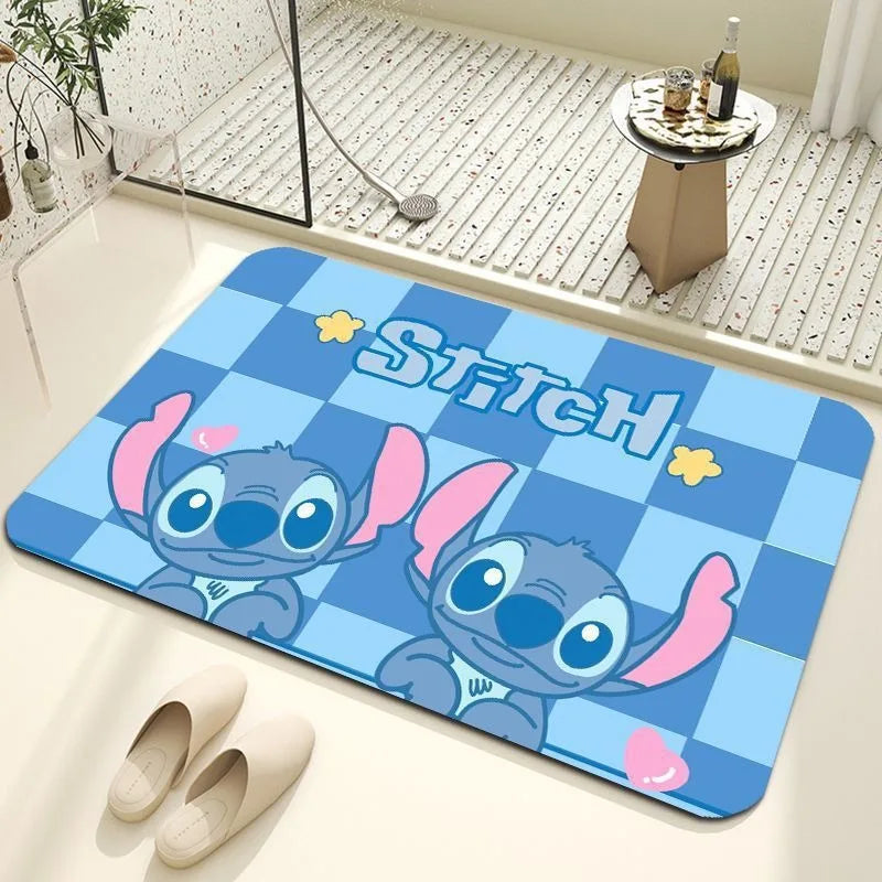 MINISO Disney Stitch Bath Mat Super Absorbent Toilet Bathroom Carpet Non Slip Kitchen Rug Home Indoor Room Decoration Doormats