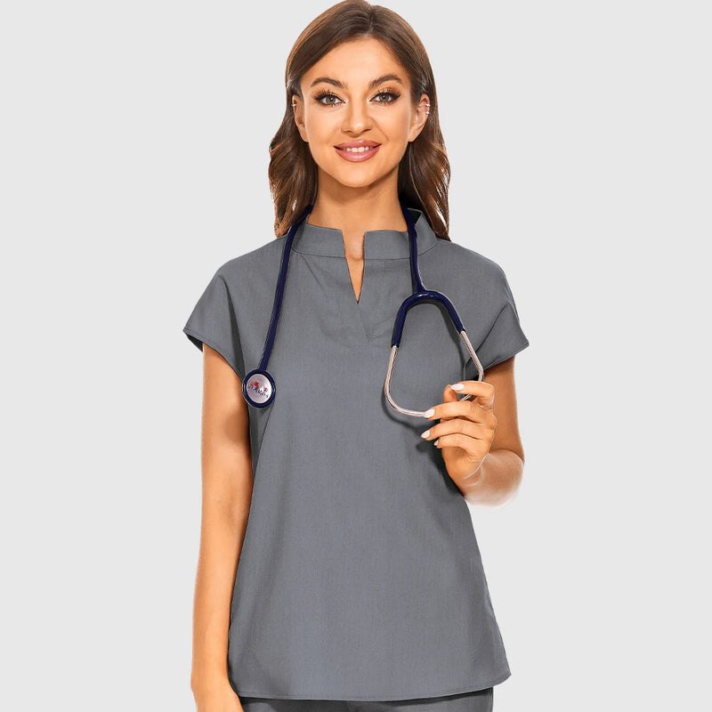 Fashion Stand Collar Scrub Tops for Women - Medical Uniforms