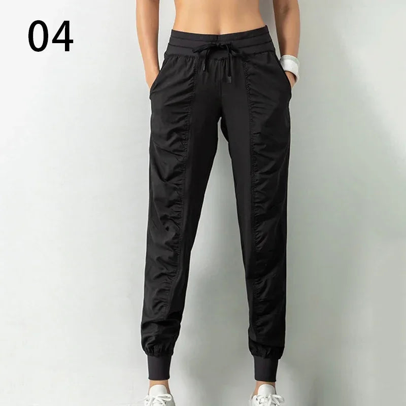 Fabric Drawstring Sporty Joggers