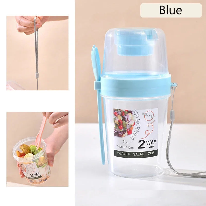 1Pc Breakfast Fruit Oat Yogurt Salad Cup with Lid and Spoon