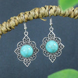 Ethnic Vintage Boho Creative Geometric Silver Color Dangle Earrings