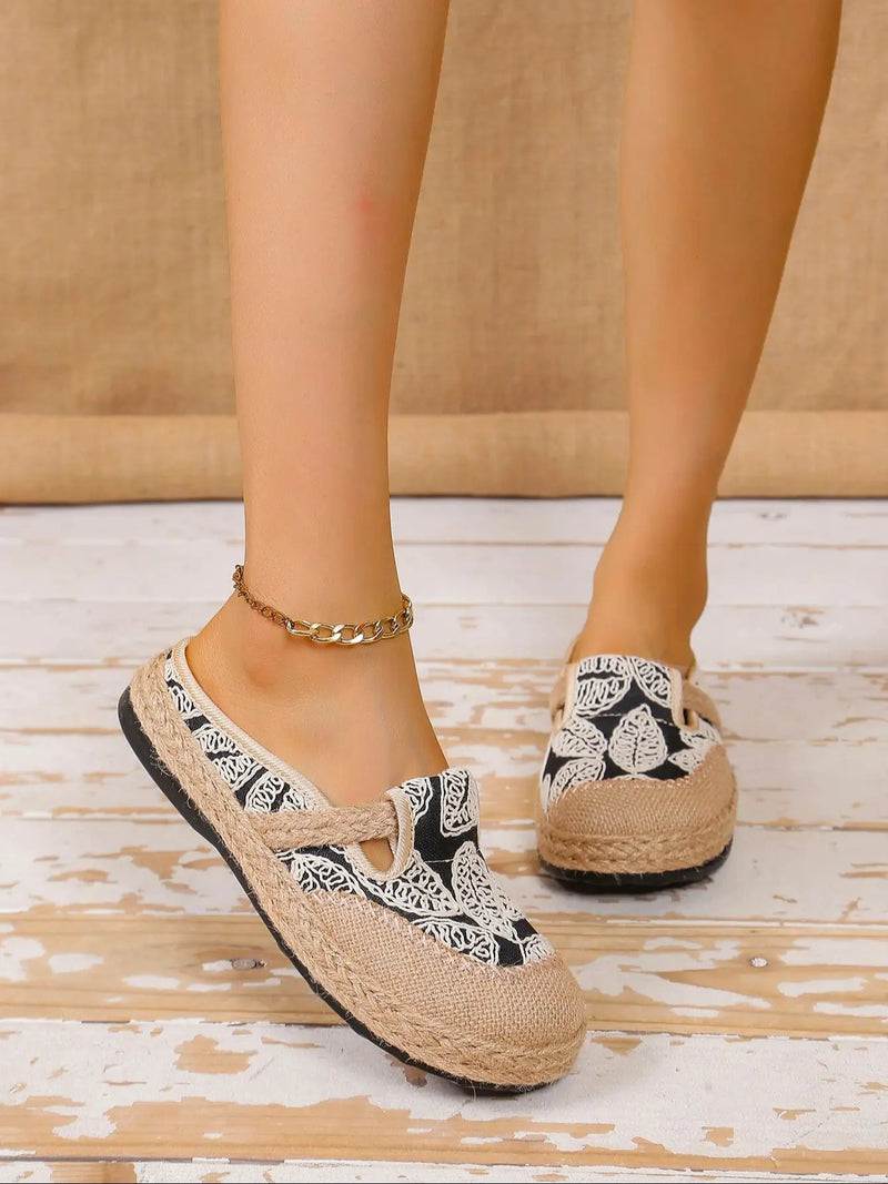 Casual Linen Round Toe Slip-on Walking Shoes