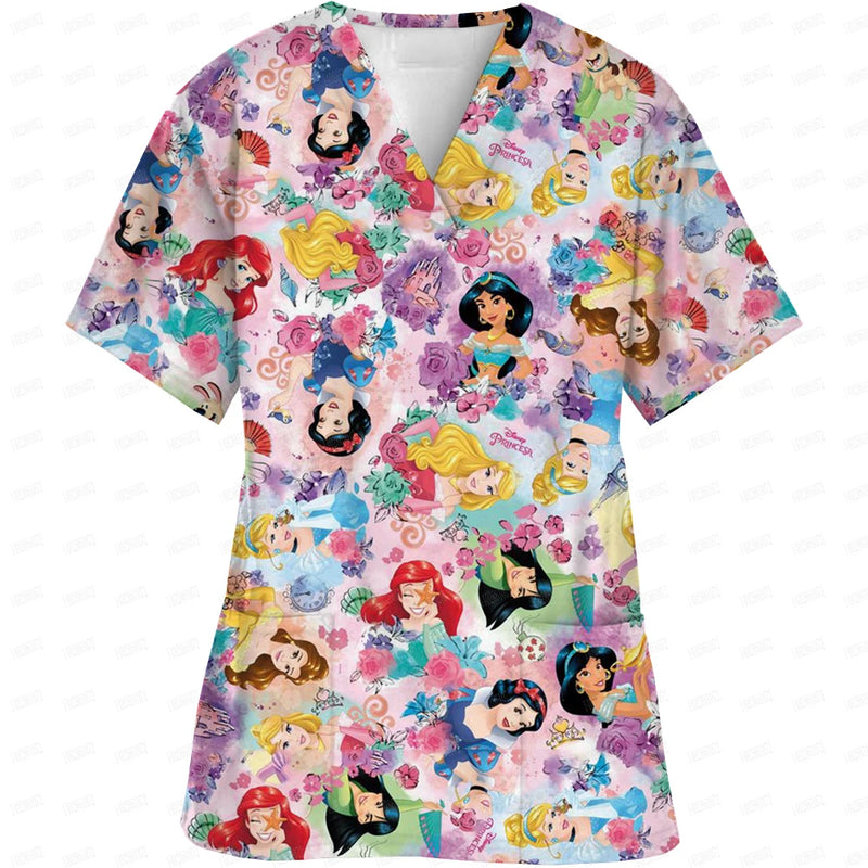 Disney Princess Printed Medical Scrubs