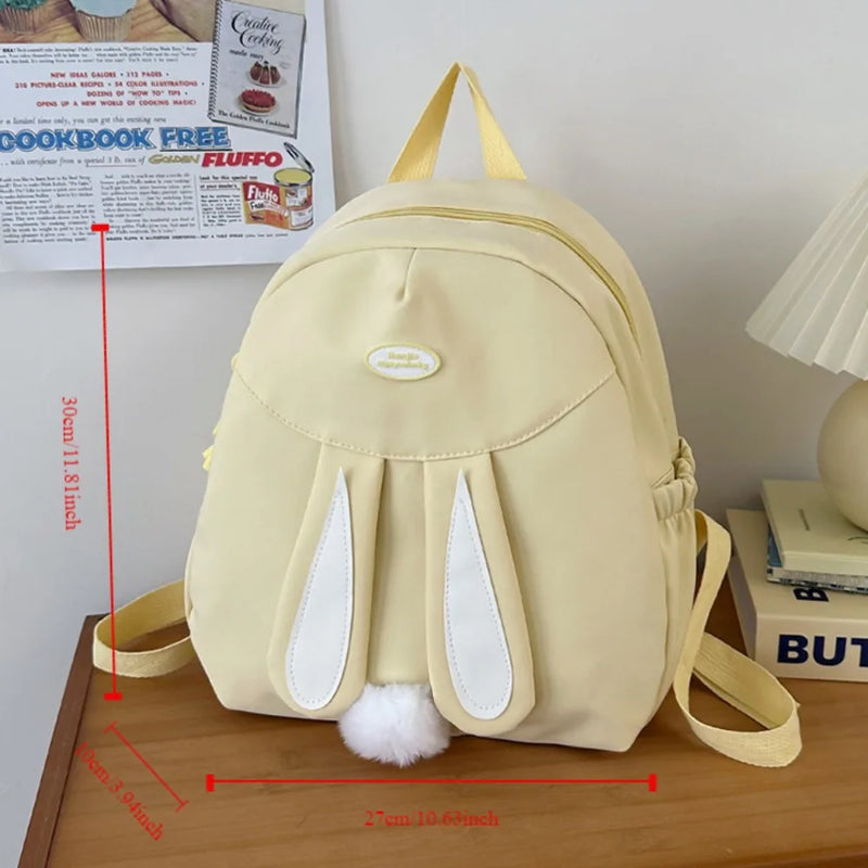 Durable Canvas Backpack with Cute Rabbit Ear Design