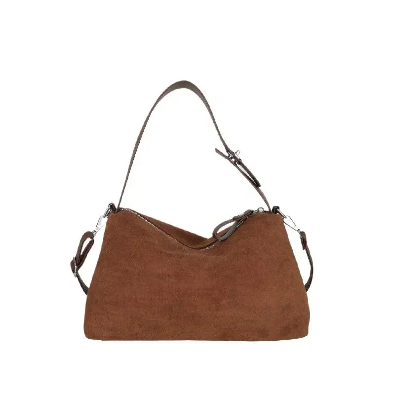 Suede Zipper Shoulder Bag