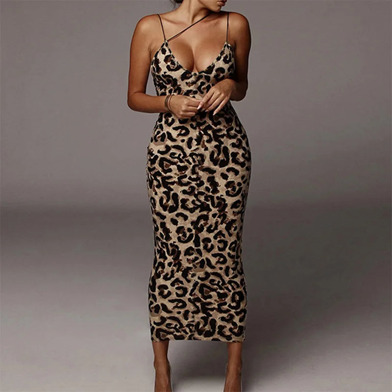 Leopard Bodycon Midi Dress