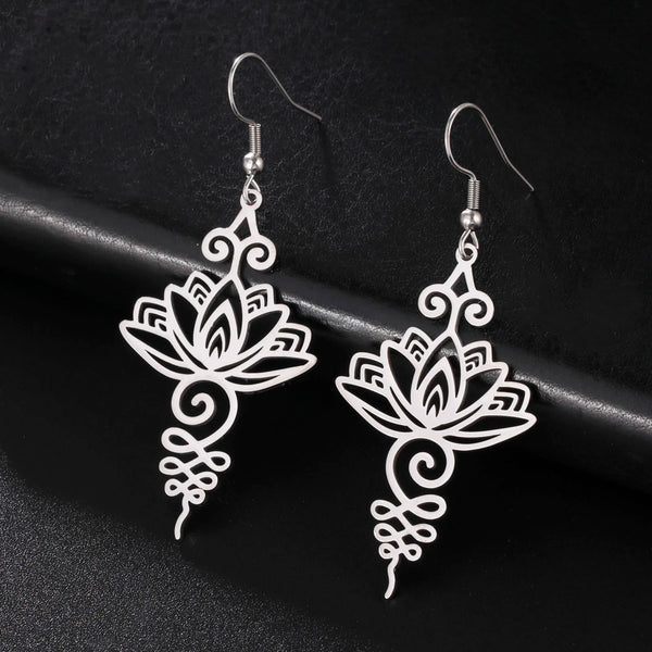 Lotus Flower Drop Earrings