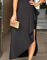 One Shoulder Asymmetrical Midi Dress