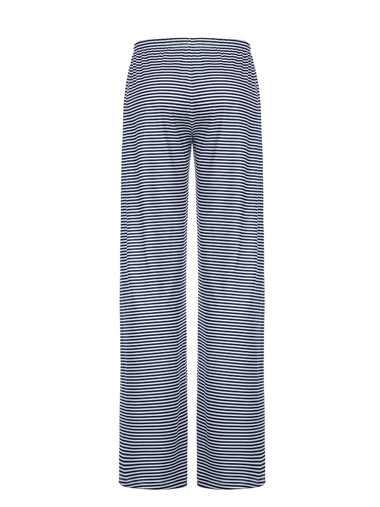 Stripe Drawstring Elastic Low Waist Baggy Pants