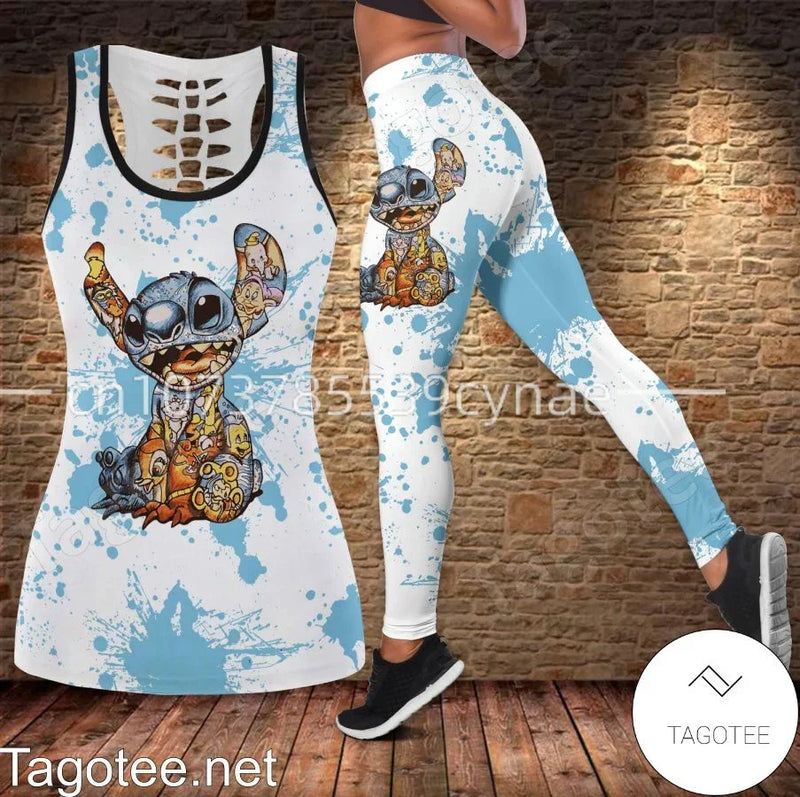 Disney Stitch  Hollow Vest + Leggings Yoga Suit