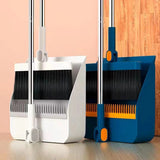 Folding Broom Dustpan Floor Brush Set – Indoor Non-stick Hair Long Handle Broom with Stand-Up Dustpan Combo Set