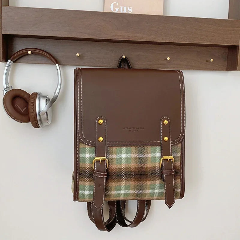 Retro Plaid Backpack for School, Travel, and Everyday Use