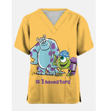 Disney's Monster Power Company Print Medical Scrub Top