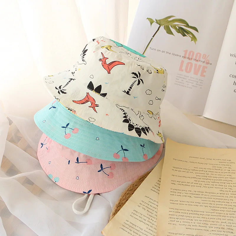 Dinosaur Print Kids Fisherman Bucket Hat