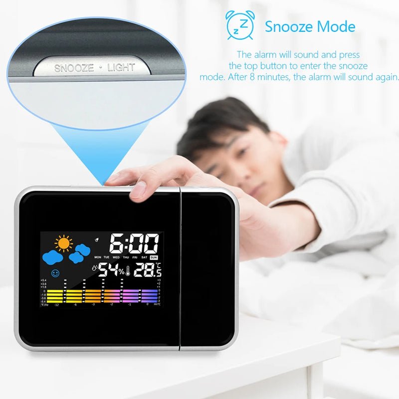 Smart Alarm Clock with Night Backlight Digital LED Projector