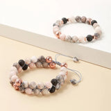 JD Natural Stone Double Layer Beaded Braided Bracelet