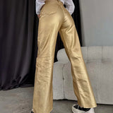 Metallic Color Women's Straight Leg Pants