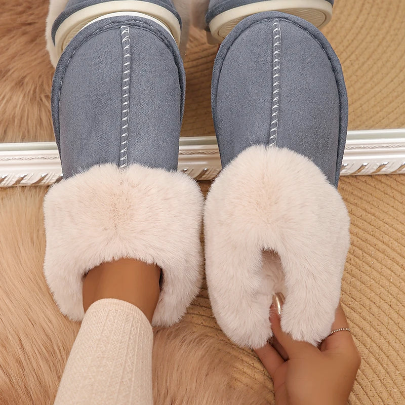 Faux Fur Thicken Plush Winter Home Slippers