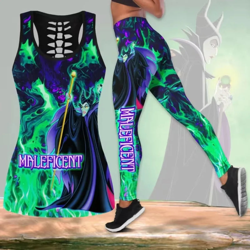 Maleficent Hollow Vest + Leggings Yoga Suit