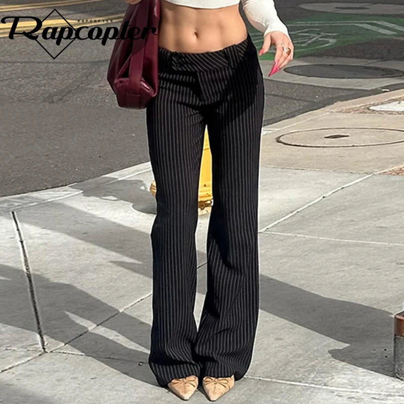 Striped Low-Waisted, Vintage Streetwear Pants