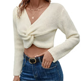 Elegant V-Neck Long Sleeve Pullover Sweater