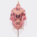 Butterfly Lace Scarf Triangle Tassel Shawl