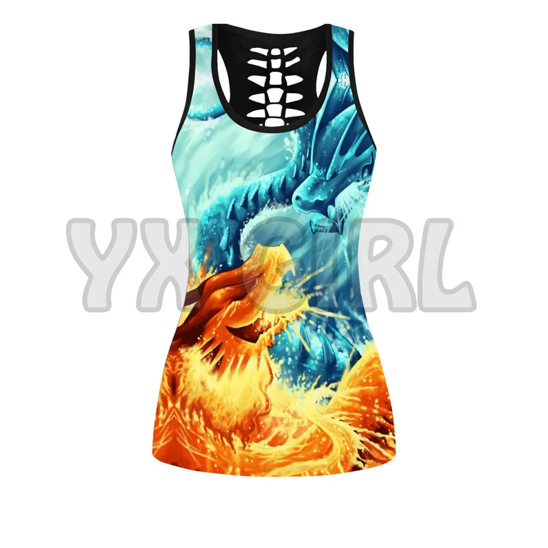 Ice And Fire Dragon Tank Top+Legging Combo