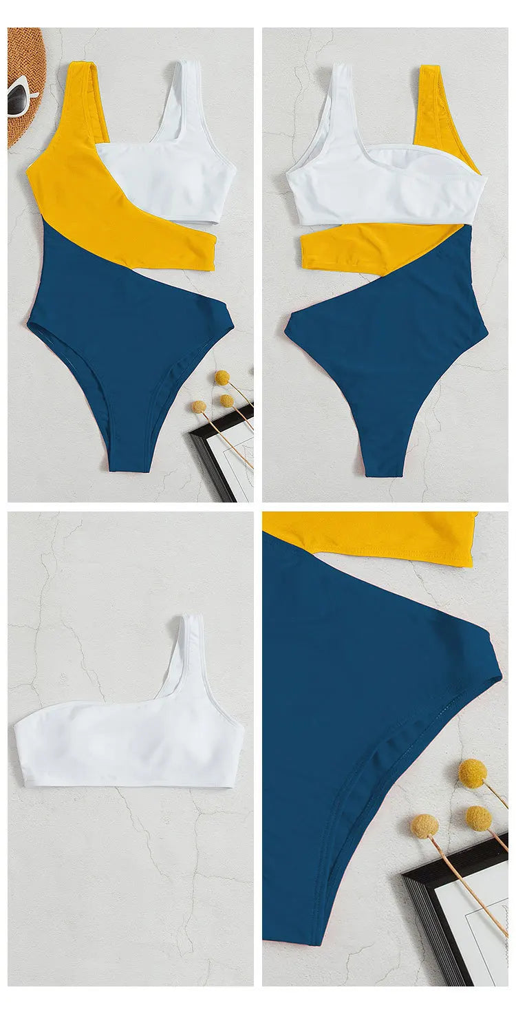 Cikini-One-Piece Swimsuit - Color Contrast Beach Bikini