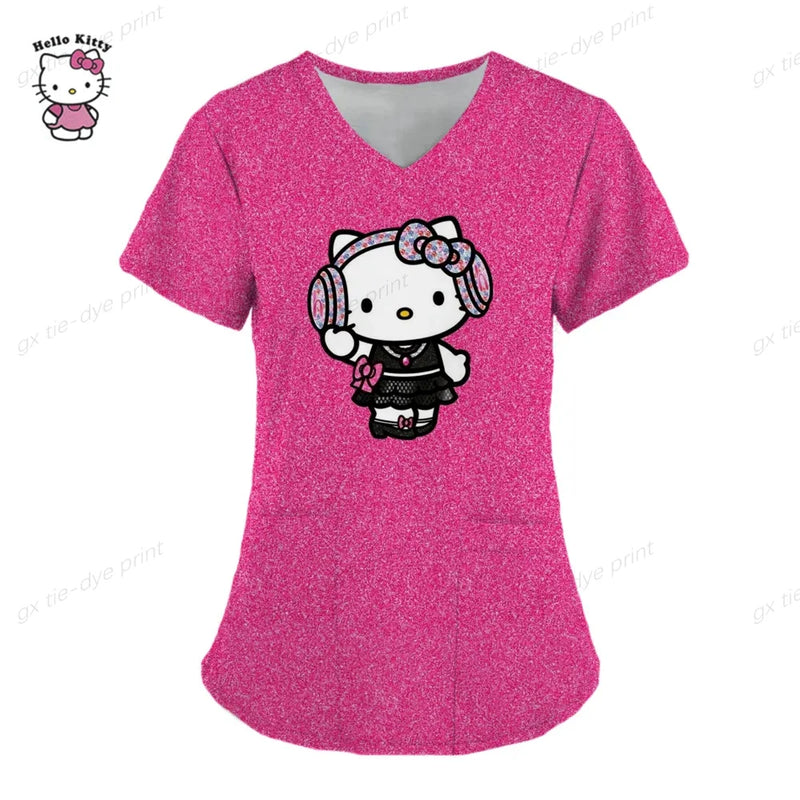 Hello Kitty Kawaii Nurse Scrub Tops