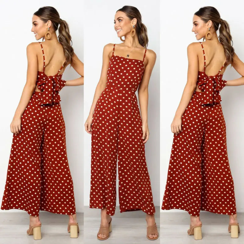 Polka Dot Wide Leg Romper