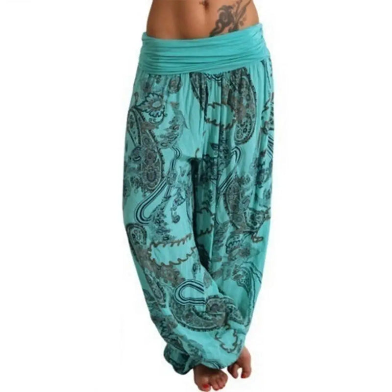 Boho Paisley Print Ankle-Tied Baggy Loose Pants