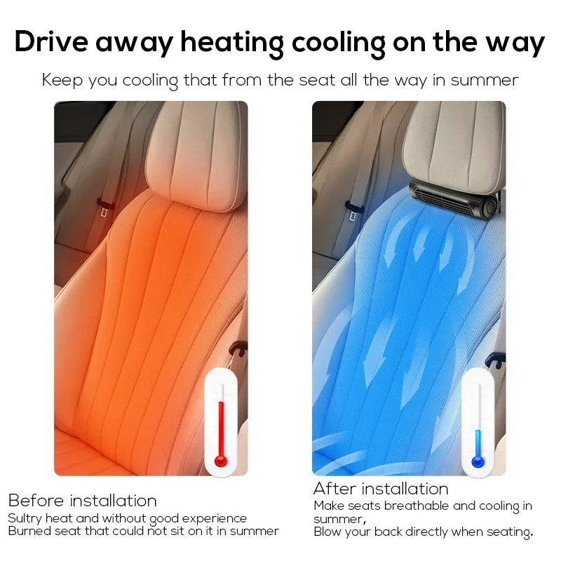 Car Headrest Fan – Portable USB Cooling Fan for Car Seats