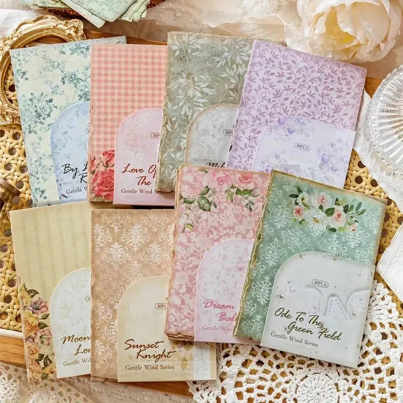 30pcs/pack Gentle Wind Series Retro Dyeing Journal Paper