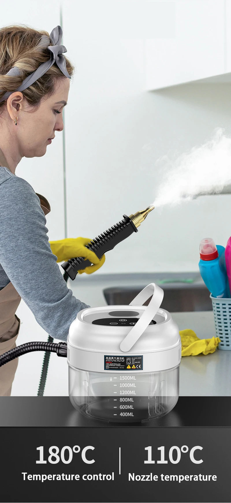 High Pressure Steam Cleaner Electric - 1800W Portable