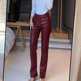 Women's Leather Pants – Slim Zipper Classic Leather Trousers