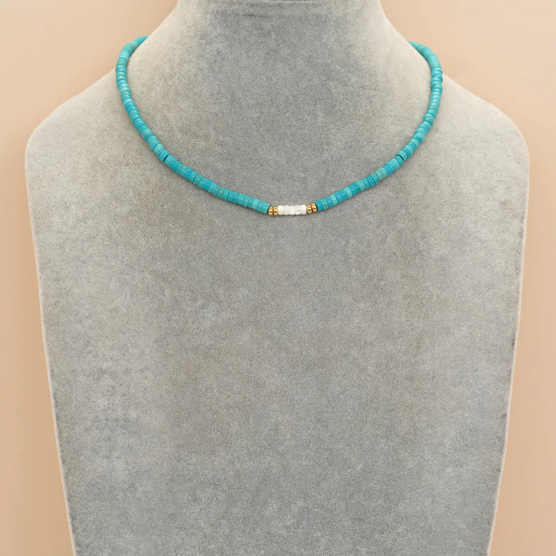 Simple Turquoise Friendship Gold Plated Necklace