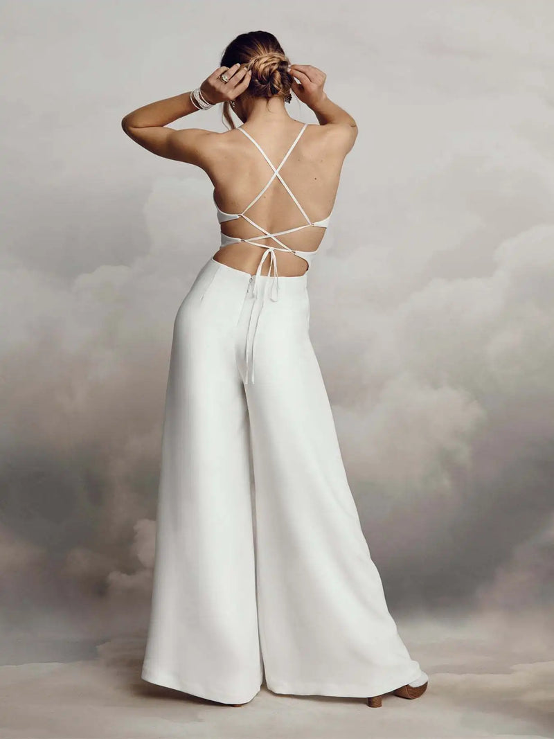 Sleeveless V-Neck Skinny Sheath Backless Trousers Jumpsuit