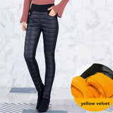 Winter Embroidery Down Cotton Slim Pencil Pants