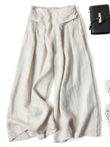 Cotton Linen Wide-Leg Pants