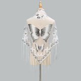 Butterfly Lace Scarf Triangle Tassel Shawl