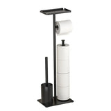 Free Standing Toilet Tissue Holder with Cleaning Brush and Top Shelf Storage