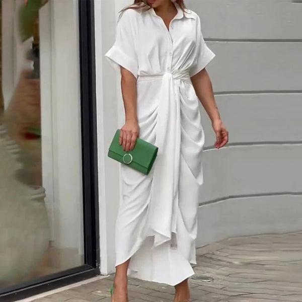 Classic Casual Slim Short Sleeve Shirt Dress